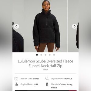 Lululemon Scuba Oversized Sherpa fleece 1/2 Zip size M/L Black funnel neck
